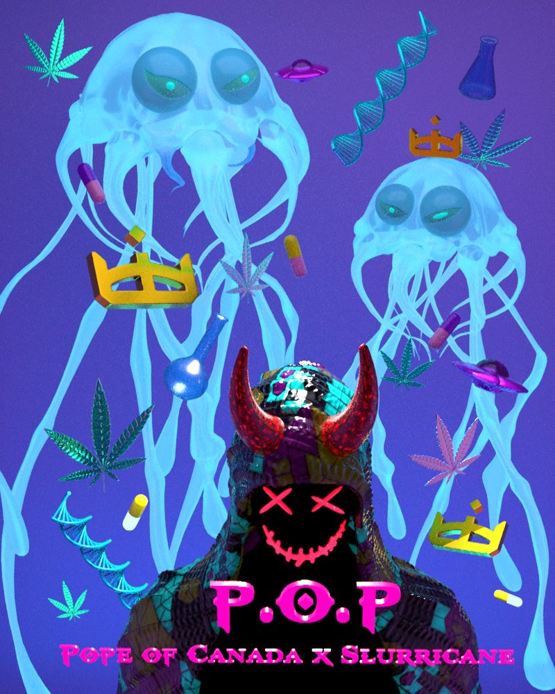 Póster de P.O.P con medusas y coronas Jelly